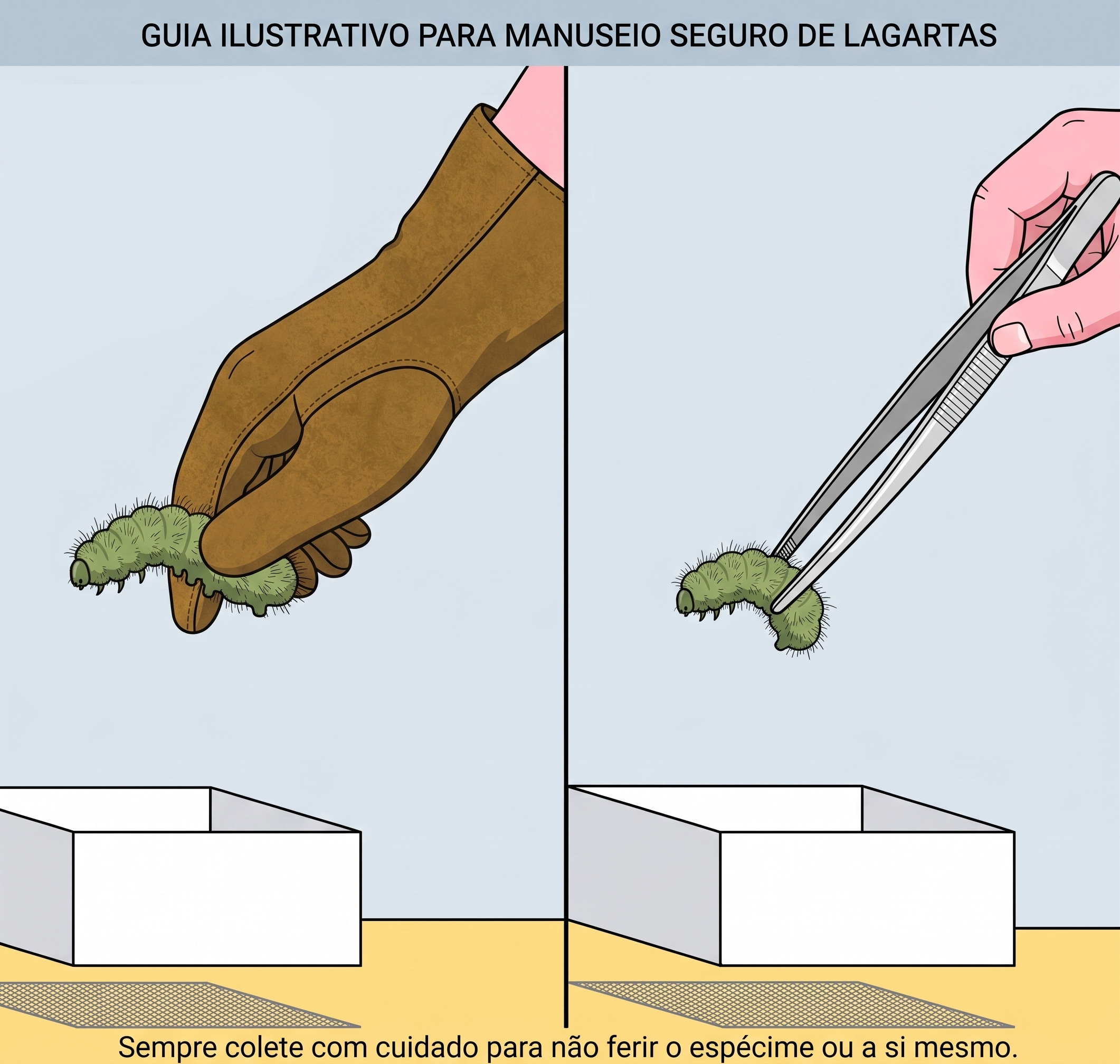 manuseio de lagartas